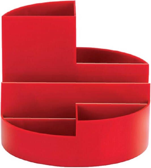 Maul bureauorganizer pennenbak Roundbox Ø14x12.5cm 7 vaks rood
