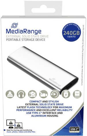 MediaRange External USB Type-CÂ solid state drive 240GB silver