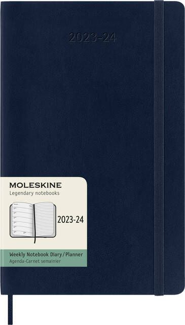 Moleskine Agenda 2023 2024 18M Planner Weekly 7dag 1pagina large 130x210mm soft cover saffier blauw