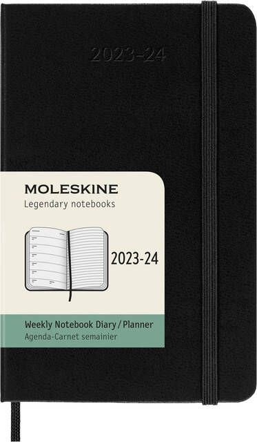 Moleskine Agenda 2023 2024 18M Planner Weekly 7dag 1pagina pocket 90x140mm hard cover black