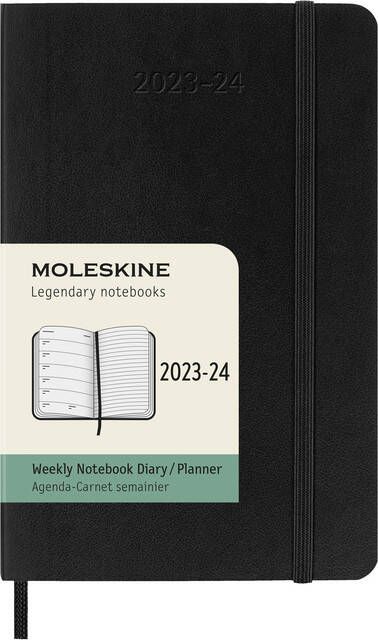 Moleskine Agenda 2023 2024 18M Planner Weekly 7dag 1pagina pocket 90x140mm soft cover black