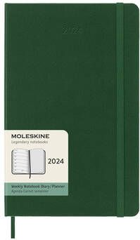 Moleskine Agenda 2024 12M Planner Weekly 7dag 1pagina large 130x210mm hard cover myrtle green