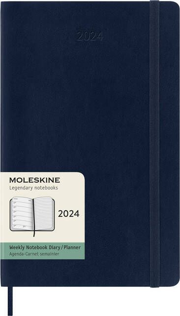 Moleskine Agenda 2024 12M Planner Weekly 7dag 1pagina large 130x210mm soft cover saffier blauw