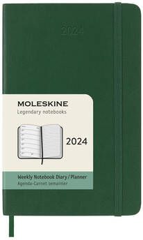 Moleskine Agenda 2024 12M Planner Weekly 7dag 1pagina pocket 90x140mm soft cover myrtle green