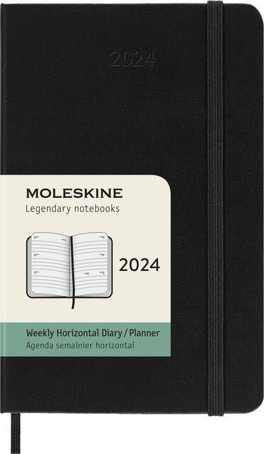 Moleskine Agenda 2024 12M Planner Weekly 7dag 2pagina's pocket 140x90mm hard cover black