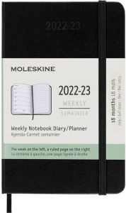 Moleskine Agenda notitieboek 2022-2023 18mnd Pocket hard cover zwart