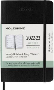 Moleskine Agenda notitieboek 2022-2023 18mnd Pocket soft cover zwart