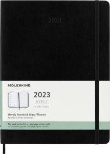 Moleskine Agenda notitieboek 2023 12mnd XL soft cover zwart