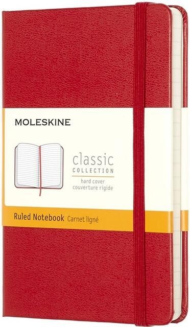 Moleskine notitieboek ft 9 x 14 cm gelijnd harde cover 192 blad rood - Foto 2