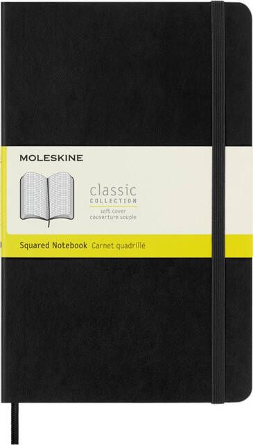 Moleskine Notitieboek large 130x210mm ruit 5x5mm soft cover zwart