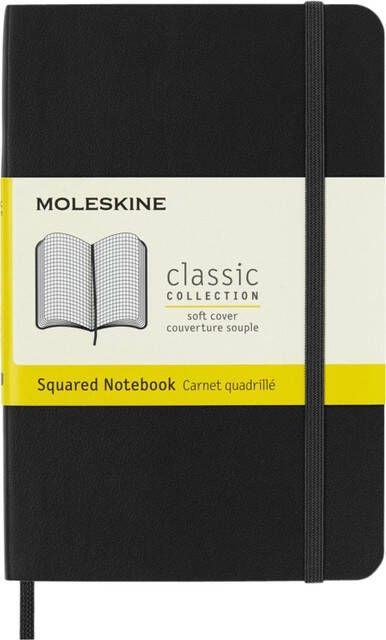 Moleskine Notitieboek pocket 90x140mm ruit 5x5mm soft cover zwart