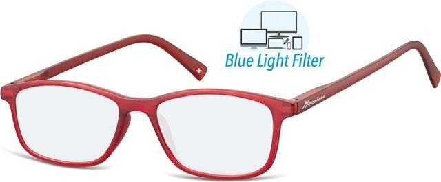 Montana Leesbril +1.00 dpt blue light filter rood