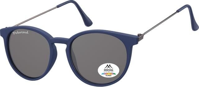 Montana Zonnebril met smoke gepolariseerd rond glas en metalen pootje blauw