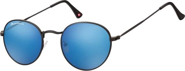 Montana Zonnebril met Revo blauw rond glas metaal mat zwart