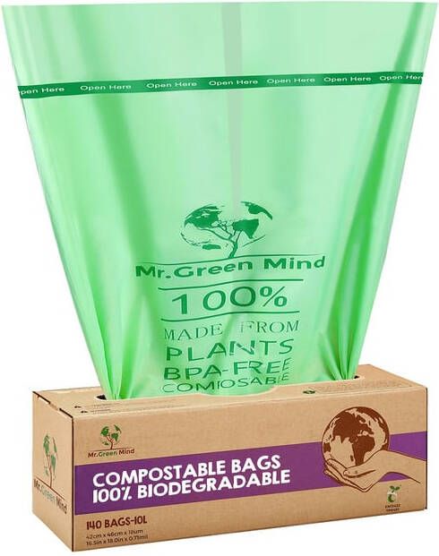 Mr.Green Mind Afvalzak bio 43x46cm 10 liter dispenser 140 stuks