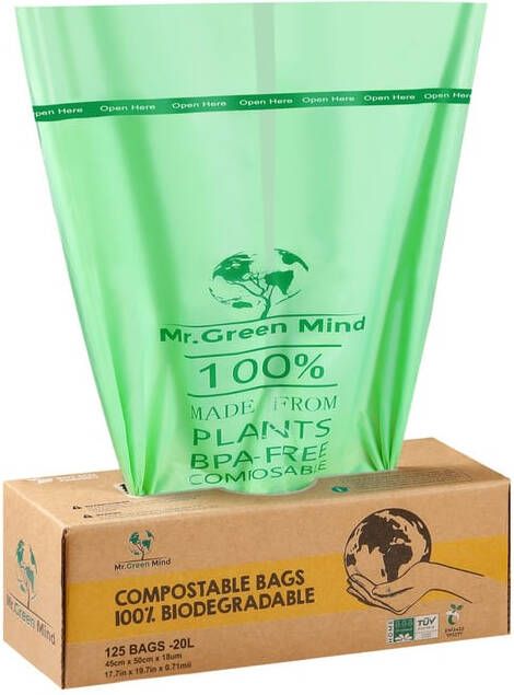 Mr.Green Mind Afvalzak bio 45x50cm 20 liter dispenser 125 stuks