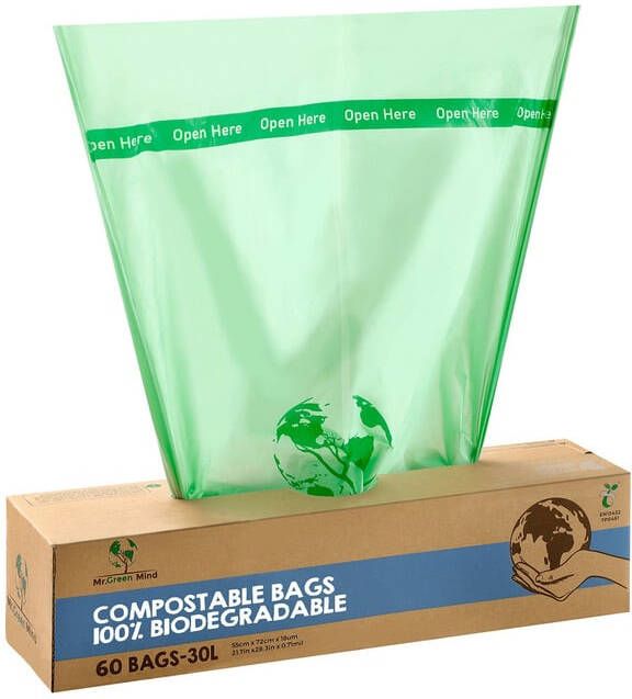 Mr.Green Mind Afvalzak bio 54x72cm 30 liter dispenser 60 stuks