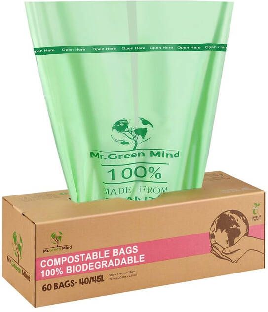 Mr.Green Mind Afvalzak bio 55x76cm 40-45 liter dispenser 60 stuks