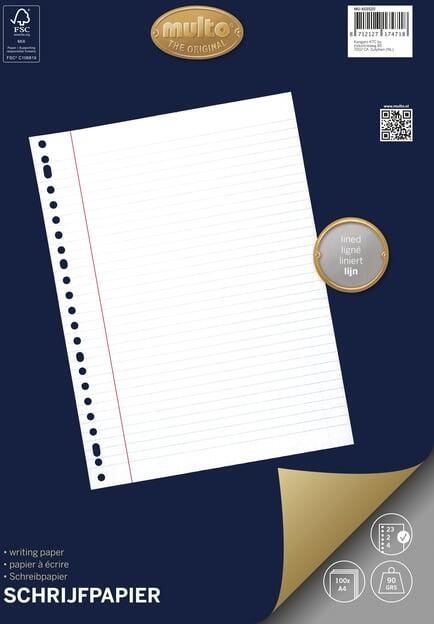 OfficeTown Multo 23-rings schrijfpapier van 100 vel gelijnd - Foto 3