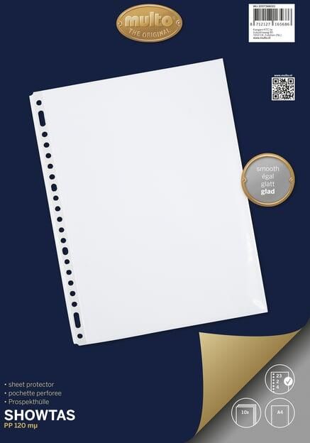 Multo geperforeerde showtas ft A4 23-gaatsperforatie glashelder pak van 10 stuks - Foto 2