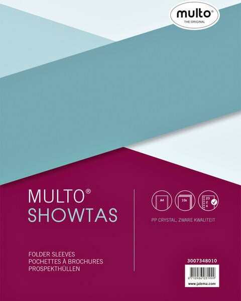 Multo geperforeerde showtas ft A4 23-gaatsperforatie glashelder pak van 10 stuks