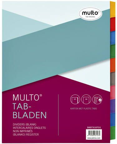 Multo Tabbladen A4 23-gaats 10-delig wit karton 220gr