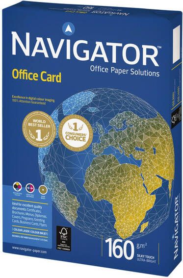 Navigator Office Card presentatiepapier ft A4 160 g pak van 250 vel