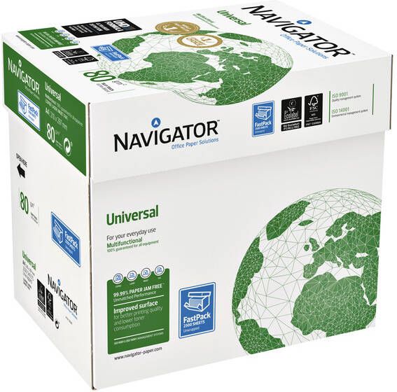 Navigator Universal printpapier ft A4 80 g doos van 2500 vel