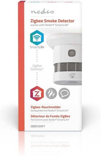 Nedis Rookmelder Smartlife Zigbee 3.0 Wifi 10 jaar sensor wit