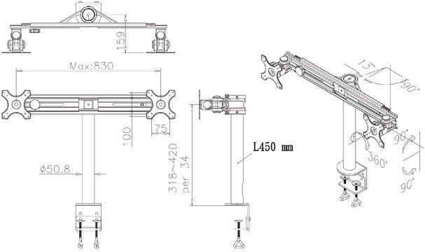 Neomounts by Newstar Monitorarm Neomounts D700D 2x19-30"met klem zwart - Foto 2