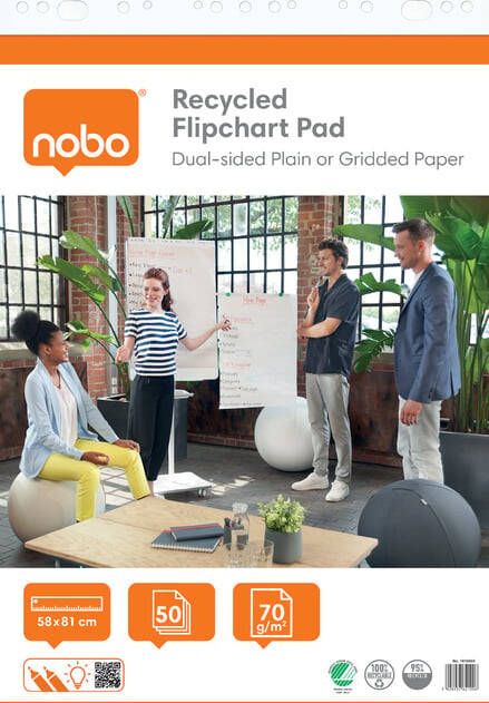 Nobo Flipoverpapier gerecycled 58x81cm dubbelzijdig plano 2x 50vel