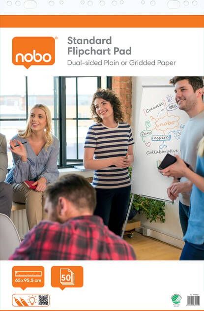 Nobo flipchartpapier standaard ft 65 x 95 cm blanco geruit rol van 50 vel