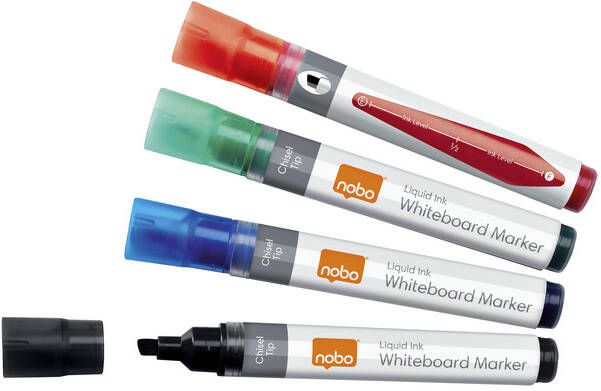 Nobo Viltstift whiteboard Liquid ink schuin assorti 4mm 10stuks