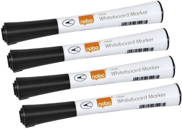 Nobo Whiteboardmarker Glide fijn zwart 1mm 4stuks