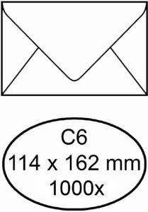 Office Envelop bank C6 114x162mm gegomd wit