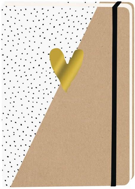 Office Notitieboek kraft gouden hart A5 lijn 92 pagina's softcover