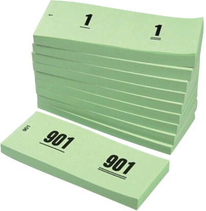 Office Nummerblok 42x105mm nummering 1 1000 groen 10 stuks