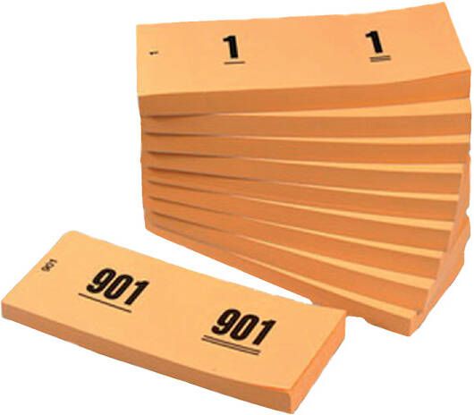 Office Nummerblok 42x105mm nummering 1-1000 oranje 10 stuks