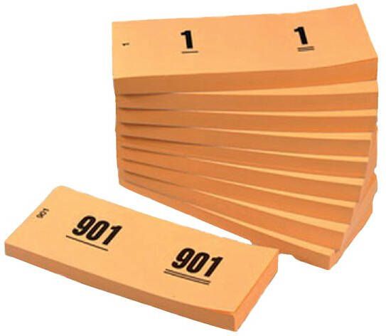 Office Nummerblok 42x105mm nummering 1-1000 oranje 10 stuks
