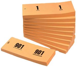 Office Nummerblok 42x105mm nummering 1 1000 oranje 10 stuks