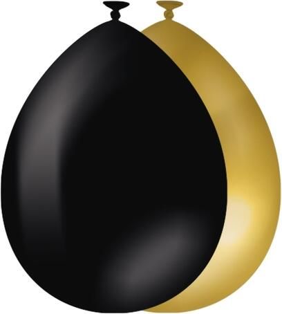 Office Ballonnen goud en zwart 10 stuks