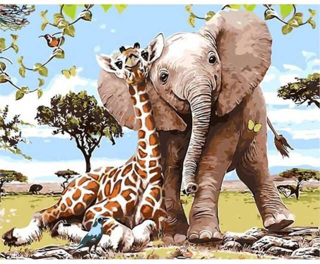 Office Schilderen op nummers olifant&giraf