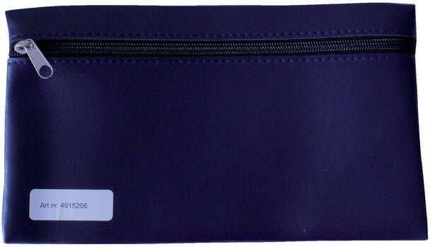 Office Schooletui met rits 15x26cm skai donkerblauw