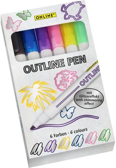 Online Viltstift Outline assorti doos Ã  6 stuks