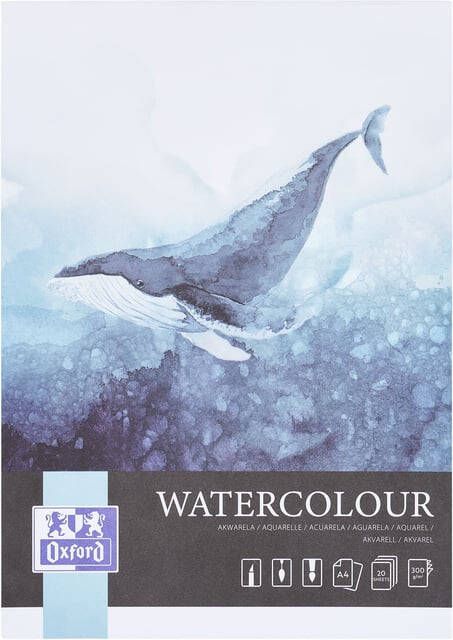 Oxford Aquarelblok Watercolour A4 20 vel 300 gram gelijmd