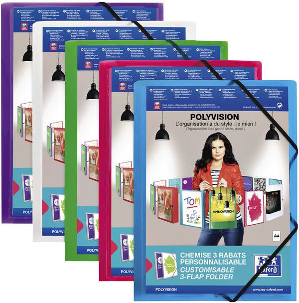 Oxford Elastomap Polyvision A4 met insteektas 3 kleppen PP transparant - Foto 2