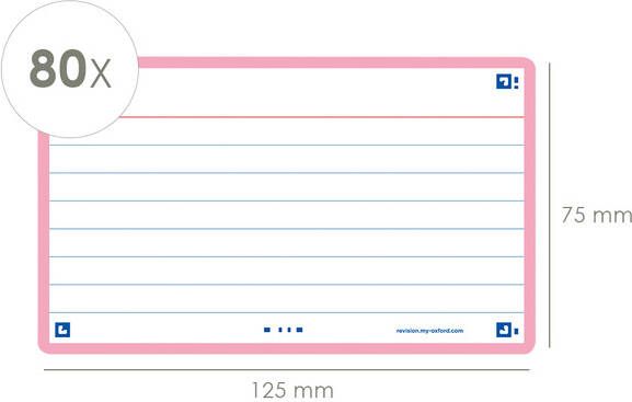 HAMELIN OXFORD FLASH 2.0 flashcards 75x125mm gelijnd roze pak 80 - Foto 1