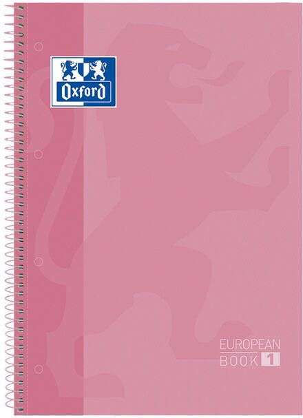 Oxford School Classic Europeanbook spiraalblok ft A4+ 160 bladzijden gelijnd roze