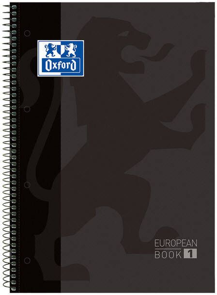 Oxford Notitieboek Classic Europeanbook A4+ 4-gaats ruit 5x5mm 80vel zwart