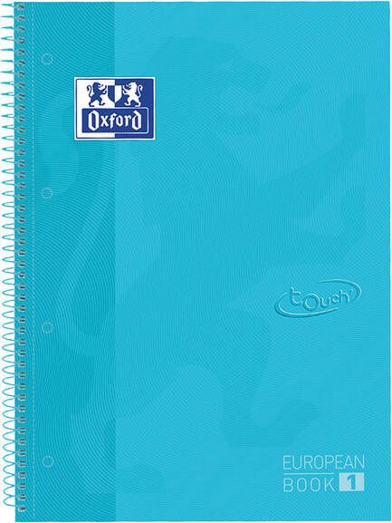Oxford Notitieboek Touch Europeanbook A4+ 4-gaats lijn 80vel pastel blauw
